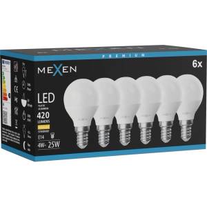 Mexen Nova 6x LED крушка E14, G45, 4W, Топла - 3000K, 420 lm - L101-E14-0430-01x06 (L101-E14-0430-01x06)