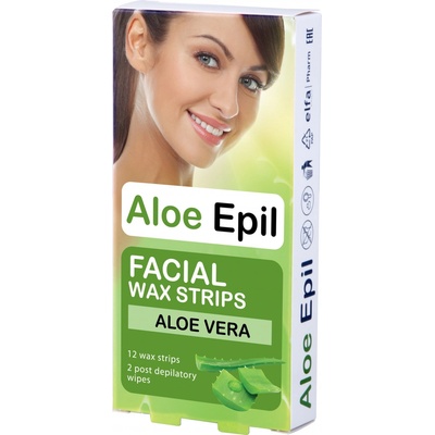 Elfa Pharm Aloe Epil voskové pásky na obličej 12 ks + 2 ks ubrousky s olejem