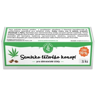 Zelená Země Semínka léčebného konopí 3ks