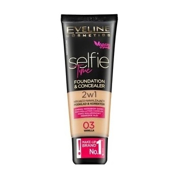 Eveline Selfie Time 2in1 Foundation & Concealer 03 Vanilla dlhotrvajúci make-up 2v1 30 ml