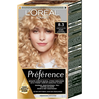 L’Oréal Paris Préférence farba na vlasy odtieň 8.3 Light golden blonde