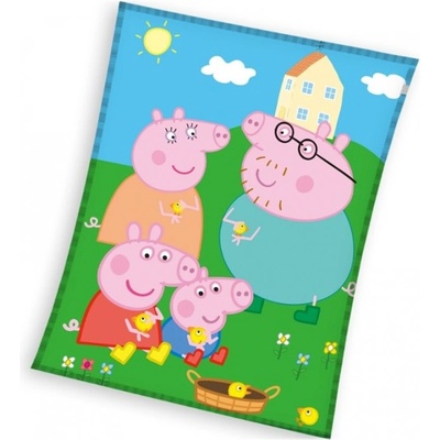 Carbotex Velká coral fleece deka Prasátko Peppa a kuřátka