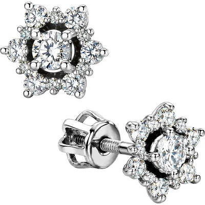 Zlaton Náušnice bílé zlato květina 0.70cm 1.30g s diamanty 0.410ct N15012602119