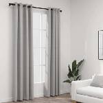 Pure Line Home Завеси с ленена текстура в цвят сив с метални халки, 2 бр. , 140 x 225 см