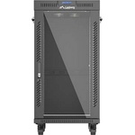 Lanberg Rack Cabinet 19" Free-Standing 22U/600X600 (FlAT Pack) With Glass Door LCD Black V2 (FF01-6622-12BL) - gtcomputers