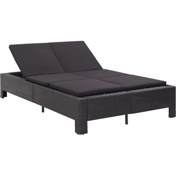 Image 1 of vidaXL Шезлонг с шалте за двама, полиратан, черен (46241)