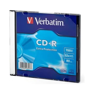 Verbatim CD-R, 700 MB, 52x, със защитно покритие, в тънка кутия (043347)