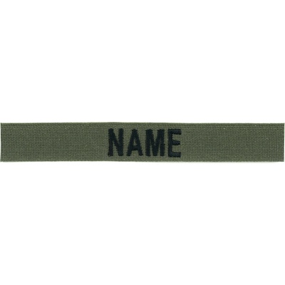 MILITARY RANGE nášivka menovka "NAME" čierna niť OLIV