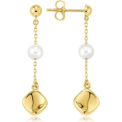MINET JMG0301WGE00 - Zlaté náušnice s retiazkou a perlou Au 585/1000 1,50g