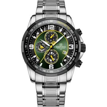 Curren Мъжки часовник Naviforce Whiffler, Хронограф, Неръждаема стомана, Сребрист / Зелен (NAVIFORCE-8020S-SILVER-GREEN)