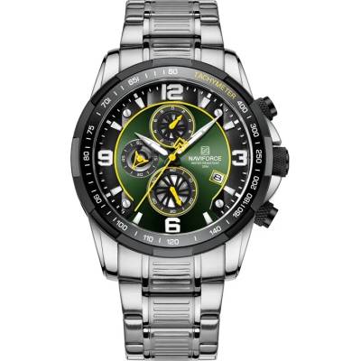 Curren Мъжки часовник Naviforce Whiffler, Хронограф, Неръждаема стомана, Сребрист / Зелен (NAVIFORCE-8020S-SILVER-GREEN)