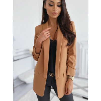 Elegantné sako blejzer s riasenými rukávmi IMPERO MD191 Camel