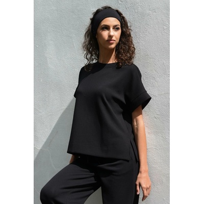 Vero Moda VOLNÉ TRIČKO S LEMOVANÝMI RUKÁVY ČERNÉ