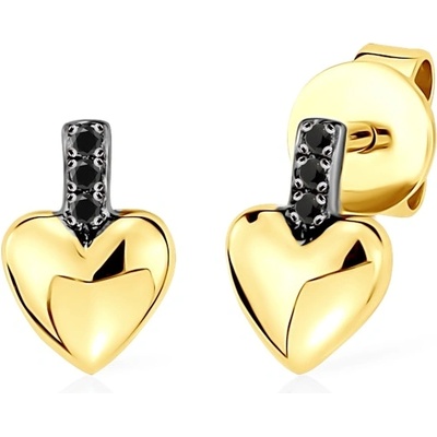 SAVICKI Обеци със сърце savicki: златни. черни диаманти