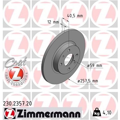 ZIMMERMANN Brzdový kotúč 230235720