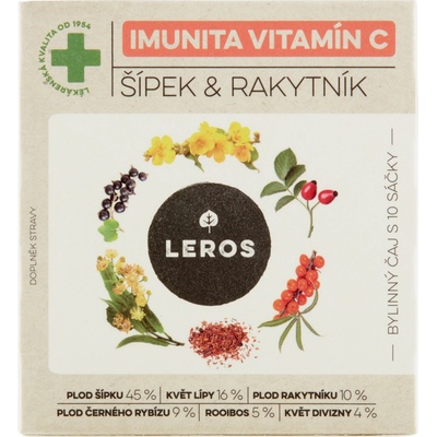 Leros Bylinný čaj Imunita vitamín C šípek&rakytník 20 g
