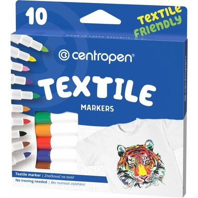 Centropen popisovače na textil 10 farieb 1,8 mm 2739