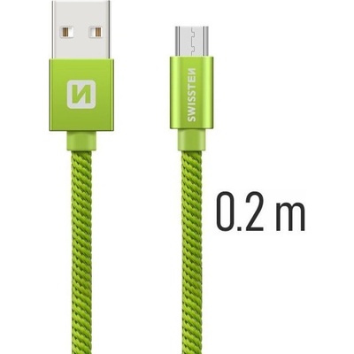Swissten 71522107 Datový USB/micro USB, 0,2m, zelený