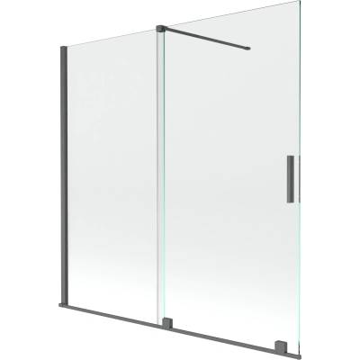 Mexen Velar двукрила разтегателна вана екран 160 x 150 cm, прозрачен, четка gun gray (896-160-000-01-66)
