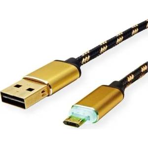Roline Cable USB2.0 A-Micro B, M/M, 1m, Gold, 11.02. 8319