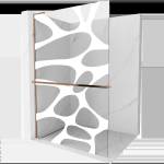 Mexen Kioto+ L душ кабина със стена с рафт Walk-in 100 x 200 см, бяла вълна, розово злато - 800-100-123-60-97 (800-100-123-60-97)