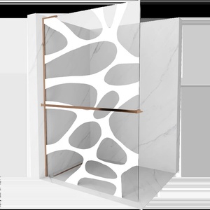 Mexen Kioto+ L душ кабина със стена с рафт Walk-in 100 x 200 см, бяла вълна, розово злато - 800-100-123-60-97 (800-100-123-60-97)