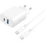 Proove Мрежово зарядно устройство Proove Silicone Power 2 30W (Type-C + USB) + кабел Type-C към Type-C 60W (1m) (WCSP23011002)