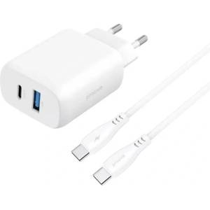 Proove Мрежово зарядно устройство Proove Silicone Power 2 30W (Type-C + USB) + кабел Type-C към Type-C 60W (1m) (WCSP23011002)