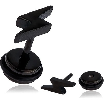 Šperky eshop černý akrylový falešný piercing do ucha blesk AA44.18