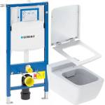 Geberit Комплект за скрито казанче Geberit Duofix Sigma UP320 и окачена тоалетна чиния Geberit Xeno2 без ринг с бяло вертикално пускане и плавно затваряща се тоалетна седалка (111.928.00.6+500.500.01.1+500.83