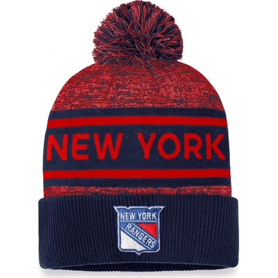Fanatics pánská zimní čepice New York Rangers Authentic Pro Rink Heathered Cuffed Pom Knit