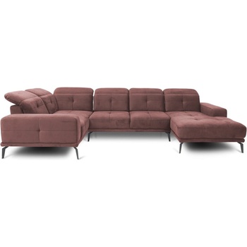 Eltap Розов кадифен ъглов диван (ляв ъгъл U форма) Neviro - ELTAP (CO-NEV-LT-24LU)