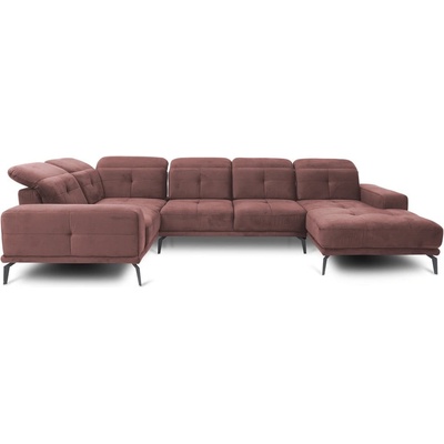 Eltap Розов кадифен ъглов диван (ляв ъгъл U форма) Neviro - ELTAP (CO-NEV-LT-24LU)