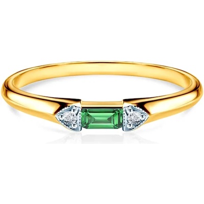 SAVICKI Годежен пръстен Savicki: двуцветно злато, смарагд, диаманти