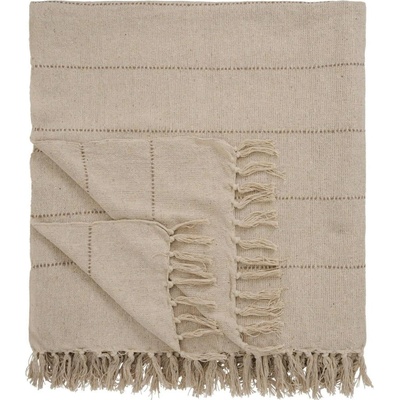 Ib Laursen Bavlněný přehoz Double Cream Thin Stripes 240 × 240 cm, béžová barva, textil