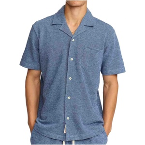 Revolution Мъжка риза с копчета Revolution Short-Sleeved Cuban Shirt - Blue (033-3270-0111)