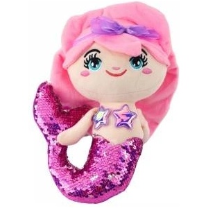 LEAN Toys Plush Mermaid Cuddly Toy Tail Sequin Pink-Purple 28cm
