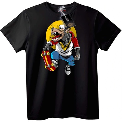 NOONEBRAND Тениска Скейт Вълк Градска - 2XL, Black