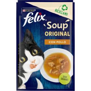 Purina FELIX Soup Пиле - Вкусна супа с крехки хапки за котки в зряла възраст (48 г)