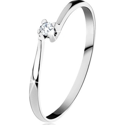 Šperky eshop prsten z bílého zlata třpytivý čirý diamant v lesklém kotlíku BT501.74