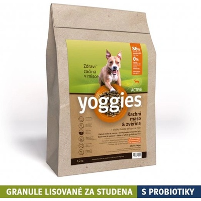 Yoggies Active kačica a zverina lisované za studena s probiotikami 1,2 kg