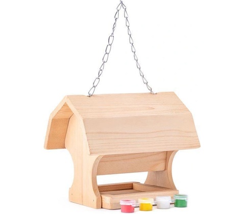 WOODY DŘEVO Krmítko pro ptáčky natur set s barvičkami *DŘEVĚNÉ HRAČKY*