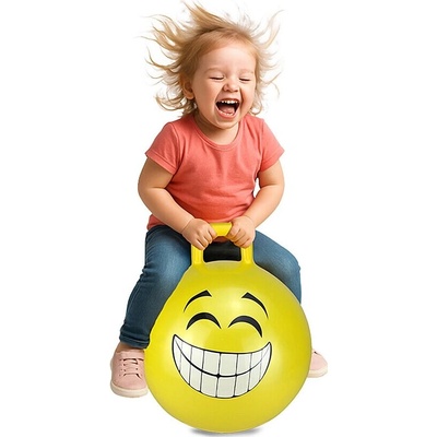 HoppyDoo Skákacia lopta Smile žltá 45 cm s pumpičkou
