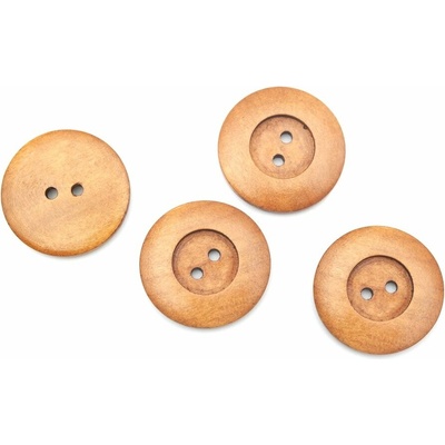 Dierkový drevený gombík - široký okraj - svetlohnedé drevo - priemer 3,5 cm