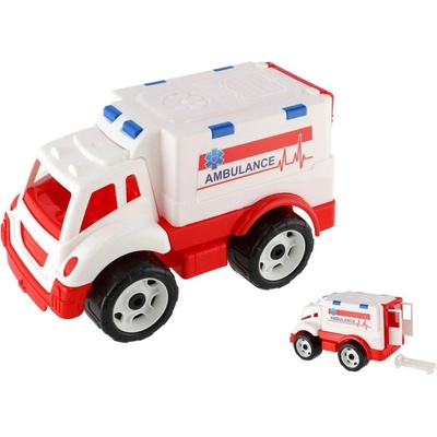 Teddies Auto ambulance plast na volný chod v síťce 20x19x32cm