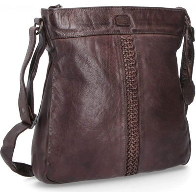 Noelia Bolger kožená crossbody kabelka s pleteným pruhom NB 2072 1 NB 2072 Tmavo hnedá