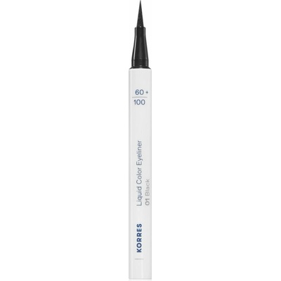Korres Liquid Color Eyeliner vodeodolná očná linka vo fixke 01 Black 1 ml