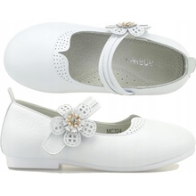 Dievčenské spoločenské topánky, dievčenské poltopánky na suchý zips biele