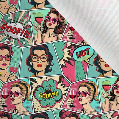 Takoy Látka matná na plavky, fitness oblečení pop art mint komiks