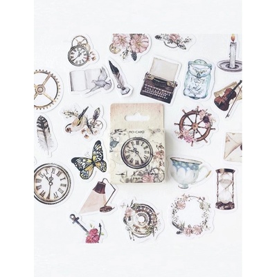 Sada 46 samolepek - Vintage Clock